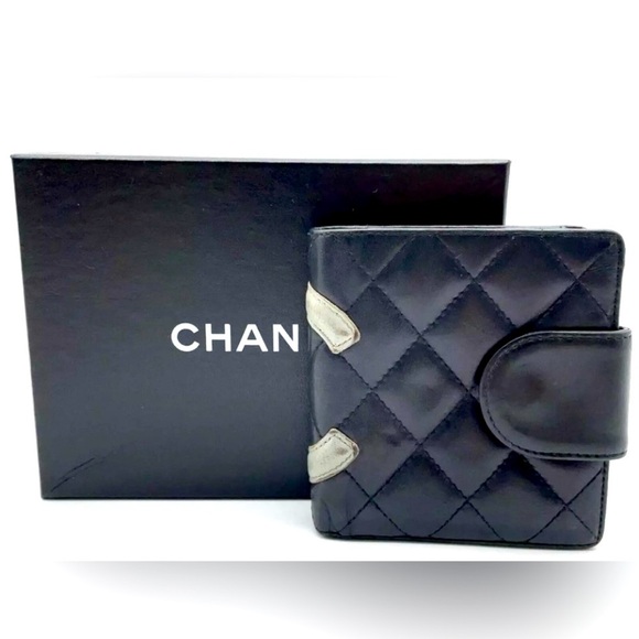 Chanel Quilted Leather Cambon Wallet Black/Yellow - Picture 1 of 15